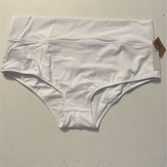 Pink By Victoria Secret Sz L White High Waist Full Coverage Bikini Swim Bottom - Picture 2 of 5